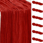 6 Pack Burgundy Cheesecloth Table Runner 35x120 Inch 10Ft Rustic Gauze Cheese Cloth Table Runner Sheer Cheesecloth Table Runners for Wedding Party Bridal Shower Decoration