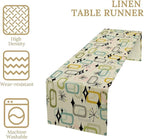 Mid Century Table Runner, Flag Retro Atomic Starburst 1950s Abstract Geometric Space Tabletop Decoration for Home Kitchen Restaurant Table Flag 13x108 Inch