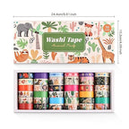 36 Rolls Animal Theme Washi Tape Set, Colorful Cute Adorable Animals Writable Decorative Tapes for Scrapbooking, Bible Journaling, Bullet Journaling, 0.6"x79" per Roll