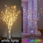 Fudios Lighted White Birch Branches with 100 Multicolor LED Fairy Lights 32in 8 Fuctions, Battery Color Changing Christmas Twig Lights for Vase Indoor Holiday Decoration