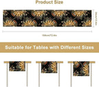 Sun Moon Table Runner, Bohomian Mushroom Daisy Table Gothic Dragonly Butterfly Table Center Decor Table Runner for Indoor Outdoor Party Kitchen Dinner Black, 13x120 Inch
