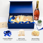 LIFELUM Navy Blue Gift Boxes 2 Pack 13.85 x 8.35 x 4.45 inch, Gift Box for Presents with Ribbon,Card,Shredded Paper Filler Magnetic Closure for Business, Father's Day, Holidays,Birthdays