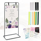Wedding Sign Stand - Adjustable Wedding Sign W/Design Bundle & Leather Sign Hanging Straps, Durable Metal Easel Stand for Wedding Welcome Signs, Seating Charts, Ceremony & Reception Decor (Black)