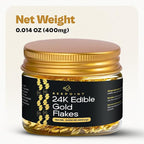 BeePoint 24K Edible Gold Foil Flakes - 400mg Gold Flakes for Cake Decorating, Baking, Cooking, Cupcakes, Chocolates, Drinks - Edible Gold Sheets
