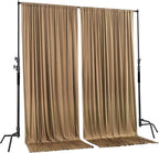 AK TRADING CO. 10 feet x 10 feet Beige Polyester Backdrop Drapes Curtains Panels with Rod Pockets - Wedding Ceremony Party Home Window Decorations