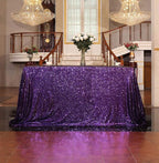 SquarePie Sequin Tablecloth 50 x 72 Inch Purple Sparkly Table Cloth for Wedding Halloween Party