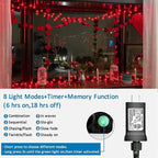 YEGUO 165ft 500 LED Halloween Lights Outdoor Waterproof, Red String Lights Plug in, Green Wire Twinkle Christmas Lights Indoor with Timer Memory 8 Modes