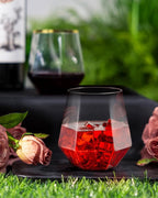 40 PCS Clear 12 Oz Plastic Wine Whiskey Glasses, Diamond Stemless Unbreakable Disposable Wine Glasses for Parties, Ideal for Weddings, Christmas, Halloween,Holidays,pool party,Daily Use