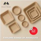 magnus EKO Kraftware | 6 Inch Square Plates 50 Pcs | Disposable Plates | Like Bamboo Plates For Appetizer & Desert | Eco Friendly, Compostable & Biodegradable plates for Catering, Weddings, Parties