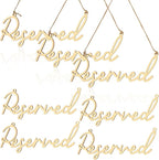 12 Pcs Reserved Seating Signs for Wedding Chairs Hanging Wooden Rustic Reserved Row Signs with Rope Wooden Tag for Wedding Church Pews Restaurant(Wood)