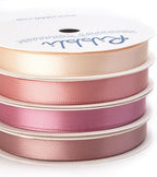 Ribbli Dusty Rose Satin Ribbon 3/8 Inch x 4 Rolls Total 40 Yards- Champagne Pink/Rose Gold/Rosy Mauve/Mauve Ribbon for Wrapping and Craft