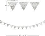 Pinkblume Double Sided Sequin Fabric Triangle Pennant Banner Flag Bunting Garland for Silver Theme Nursery Classroom Home Bedroom Wall Holiday Christmas Decor