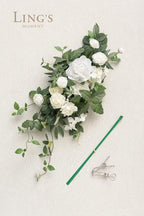 Ling's Moment Wedding Floral Swag Welcome Sign Artificial Flowers Backdrop Garland White Sage Green for Ceremony Reception Door Wall Easel Home Decorations Entryway Faux Outdoor Board Head Table Decor