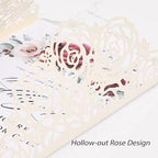 Wedding Invitations Ivory 50 Pack - Butterfly Laser Cut Invitation Sleeves with Blank 250GSM Pearlescent Paper Insert Make Your Own Party Invitations Wedding Quinceanera Bride Shower
