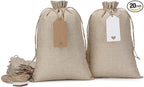 Burlap Bags with Drawstring - 20Pcs 8x12 Gift Sacks for Wrapping Halloween Favors, Breads, Seeds, Mason Jars, For Birthday, Wedding, Rodeo Themed Party or Household Use