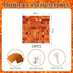 24PCS Orange Shimmer Wall Backdrop, Laser Square Sequin Photo Backdrops Panel, Glitter Wall Background for Birthdays, Weddings, Halloween, Engagements, Disco Bachelorette Party Decoration (4FTx6FT)