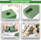 6 Pcs Floral Foam Blocks for Flower Arrangement (Larger Size 9” Lx4.3” Wx3” H) Wet and Dry Green Floral Foam for Wedding, Birthdays, Home Decorations