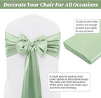 12 Pack Sage Green Satin Table Runner,12 x 108 inch Long Premium Smooth Table Runner for Wedding, Banquets, Birthday, Party, Graduation, Engagements, Table Runners fit Rectangle and Round Table
