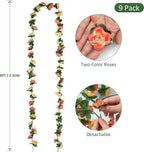 KHOYIME 9 Pack 72 FT Artificial Flower Garland, Fake Champagne Roses Vines Silk Flowers Faux Outdoor Hanging Floral Ivy Garland Decoration for Wedding Arch Bedroom Home Wall Backdrop Room Decor