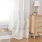 VISIONTEX White Sheer Voile Curtains, Decorative White Embossed Drip Rod Pocket Window Drapes for Home Kitchen, Living Room and Bedroom 54 x 84 Inch, Set of 2 Curtain Panels