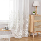 VISIONTEX White Sheer Voile Curtains, Decorative White Embossed Drip Rod Pocket Window Drapes for Home Kitchen, Living Room and Bedroom 54 x 63 Inch, Set of 2 Curtain Panels