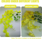 12 Pack Yellow Wisteria Hanging Flowers, 3.44 Ft Fake Hanging Flowers, Artificial Wisteria Garland Vines for Wedding Room Backdrop Outdoor Patio Garden Decoration