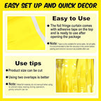 6 Pack Macaron Yellow Foil Fringe Curtains Backdrop, 3.28 x 8.2 Ft Metallic Streamers Tinsel Curtains Background for Photo Booth, Birthday, Weddings, Carnivals, Graduation, Themed Party Decorations