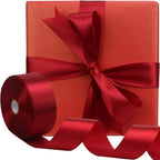 Deep red Solid Satin Ribbon 1-1/2 Inch 50 Yards Solid Polyester Fabric Ribbon for Gift Wrapping Wedding Christmas Baby Shower Birthday Party Decoration Handmade Immortal Flower Craft