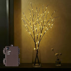 Fudios Branch Lights Battery Operated with Timer 32IN 100 LED, Fake Willow Branches with Fairy Lights for Vase, Lighted Twig Tree Branches Indoor Outdoor Christmas Party Home Decor 2 Set