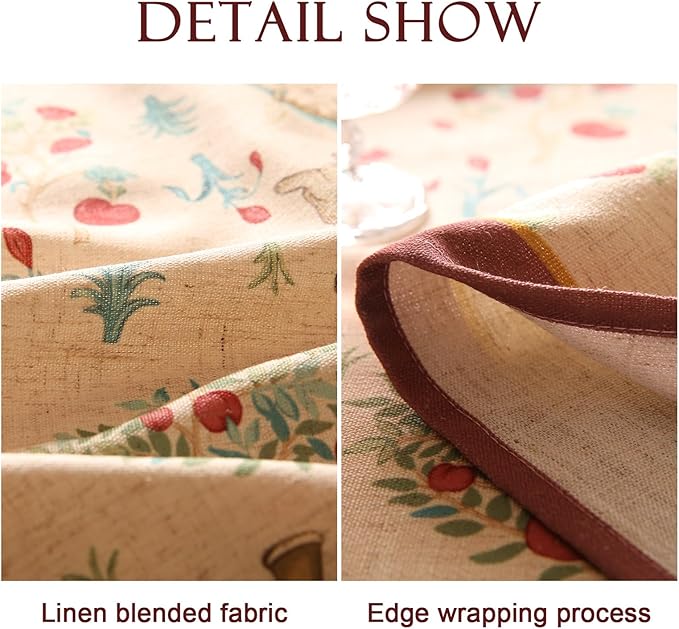 patdrea Designer Beige Rectangle Tablecloth,Vintage French Linen Trees Pattern Table Cloth,Decoration Table Cover for Kitchen Dining Christmas,Thanksgiving,Tea Party,55"x79"-Tatiana D