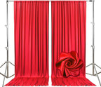 10ft x 10ft Red Backdrop Curtains for Parties, Fabric Satin Background Curtain with Rod Pockets for Weddings, Birthday, Baby Shower, Photography, Graduation Party Backdrop Drapes, 2 Panels