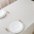 NLMUVW Linen Table Cloth for Rectangle Tables Water Resistant Faux Linen Textured Tablecloth Farmhouse Stain Resistant Decorative Table Cover for Indoor and Outdoor, 54 x 108 Inch, White