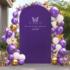 7.2FT Purple Arch Backdrop Cover - Polyester Fitted Wedding Arch Stand Covers Round Top Chiara Arch Backdrop Cover for Birthday Party Banquet Photo Background Decoration