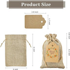 Jutieuo 25pcs Small Burlap Bags with Drawstring - 4x6 Inch Reusable Premium Linen Sacks Bags with Tag and String, Mini Gift Bag for Wedding Party Favor, Jewelry Pouches, Coffee, DIY Craft