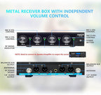 4 Channel Rechargeable Wireless Microphone System, Pro UHF Metal Handheld Wireless Microphones Cordless Mics with Echo Treble BASS VOL Channel Control for Karaoke Singing Church(GT-200)