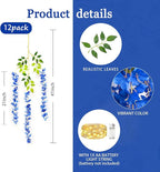 12 Pack Royal Blue Wisteria Hanging Flowers Garland with Lights, 3.44 Feet Artificial Flower Vines, Fake Wisteria, Artificial Vines Hanging Garland for Backdrop Outdoor Patio Garden Decor