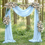 Light Blue Elegant Arch Draping Fabric Outdoor 1 Panel 29" × 20Ft Sheer Chiffon Curtain Drapes for Fall Wedding Ceremony Birthday Party Garden Brunch