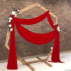 2 Panles Red Chiffon Ceiling Drapes 20Ft Wedding Arch Draping Fabric Red Sheer Chiffon Fabric Drapery Outdoor Arbor Party Ceremony Stage Wedding Decoration