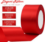 Red Solid Satin Ribbon 2 Inch 25 Yards Solid Polyester Fabric Ribbon for Gift Wrapping Wedding Christmas Baby Shower Birthday Party Decoration Handmade Immortal Flower Craft