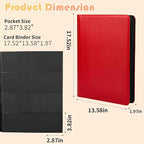 Premium 1000+ Pockets Trading Card Binder, 16-Pocket Ringless Side-Loading Album for TCG, MTG, Lorcana, Sports & Standard-Size Cards (Red)