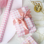 Burymento Pink Checkerboard Wrapping Paper, Gift Wrap for Birthday, Valentines, Mothers day, Graduation, Wedding, Fathers day, Baby Shower, Christmas (17in x 32.8ft)