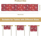 Snowflakes Christmas Table Runner, Winter Holiday Red Table Cloth Kitchen Dining Table Decoration for Home Party Decor 13x36 Inch
