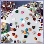 100PCS Worry Stones Heart Shape Healing Crystals, Anxiety Crystal Bulk 0.8 Inch Gem Stones Rocks Crystals Natural Cute Pocket Meditation Heart Beads Wholesale Set Gifts