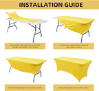 6-Pack 6ft Spandex Table Covers for Rectangle Standard Folding Tables - Wrinkle Resistant Stretch Tablecloths - Ultimate Fitted Table Protector for Parties, Trade Shows, Wedding
