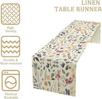 Watercolor Floral Table Runner, Vintage Colorful Floral Natural Style Pattern Decorative Home Restaurant Kitchen Rectangle Table Runner,13in（33cm） W * 120in（305cm） L