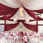 6 Panels Burgundy Wedding Ceiling Drapes 5ftx30ft Ceiling Drapes Chiffon Fabric Arch Draping Sheer Curtains Soft Drapery Draping Wedding Ceiling Decorations for Party Ceremony Stage Swag