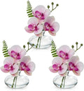Pink Orchids Artificial Flowers Faux Orchids Arrangement in Clear Glass Vases Set of 3 Real Touch Phalaenopsis Orchid Flowers Small Fake Orchid Centerpiece for Dining Room Table