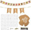 20 PCS Custom Banner Set DIY Blank Flags with Letter Stencil Markers Ribbon Personalized Painting Banner for Party Birthday