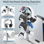 Kytok Gamer Gifts, Headset Stand 4 Tiers with Cable Organizer, Controller Stand Compatible with PS5/Xbox/Nintendo Switch/PS Portal/PS4, Headset Holder & Controller Holder