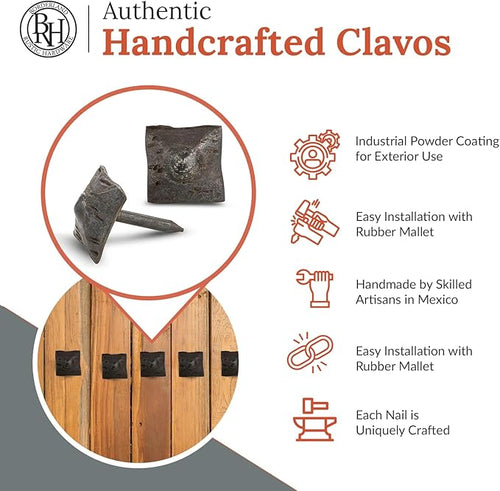 100 Pack 0.75" Square Head Iron Clavos Decorative Nails – Unfinished – Handmade Rustic Square Fasteners for Farmhouse Shutters, Faux Wood, Barn Doors, Shutters, and Gates – Ornamental Wood Accent